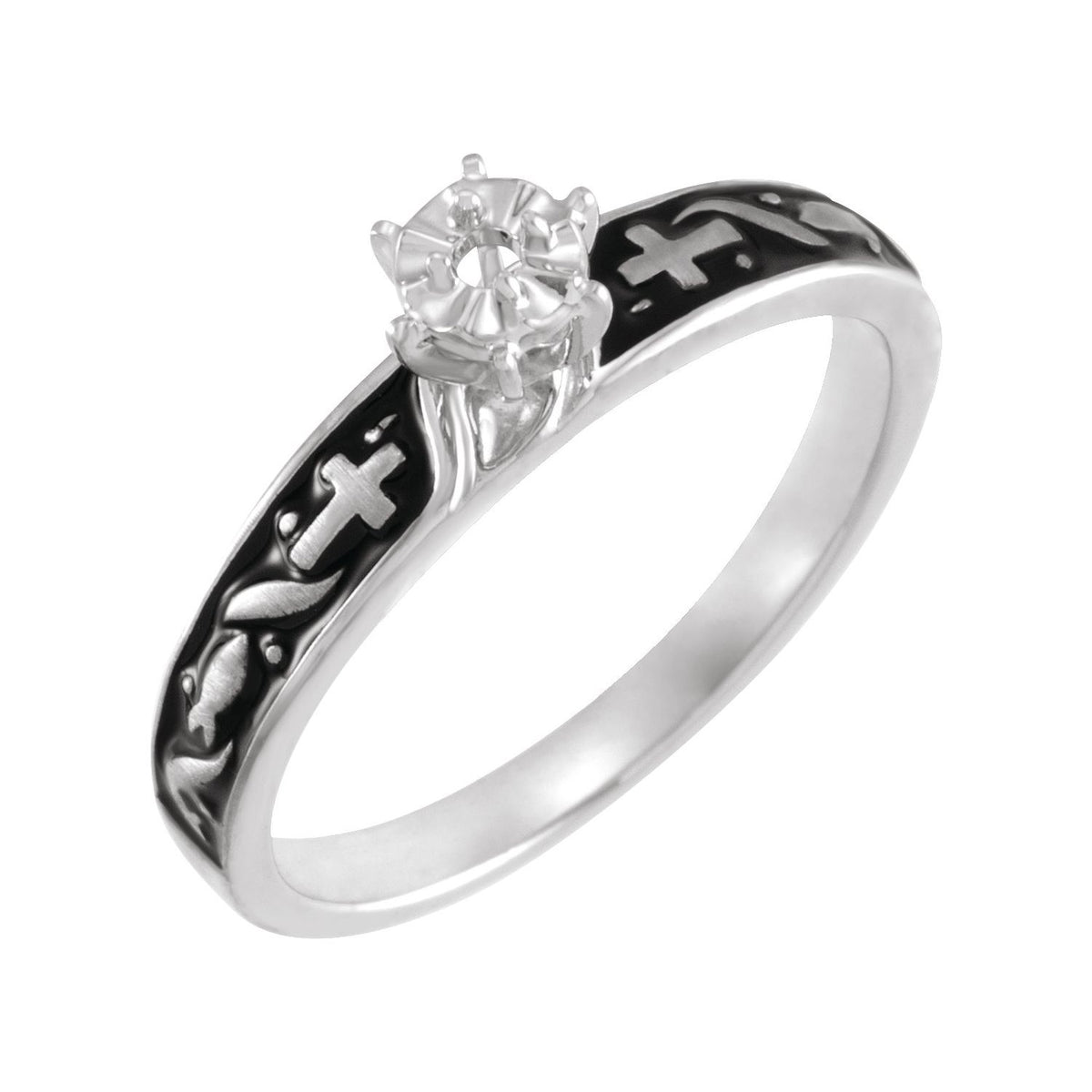 14K Yellow Gold .025 CTW Natural Diamond Men's Cross Band