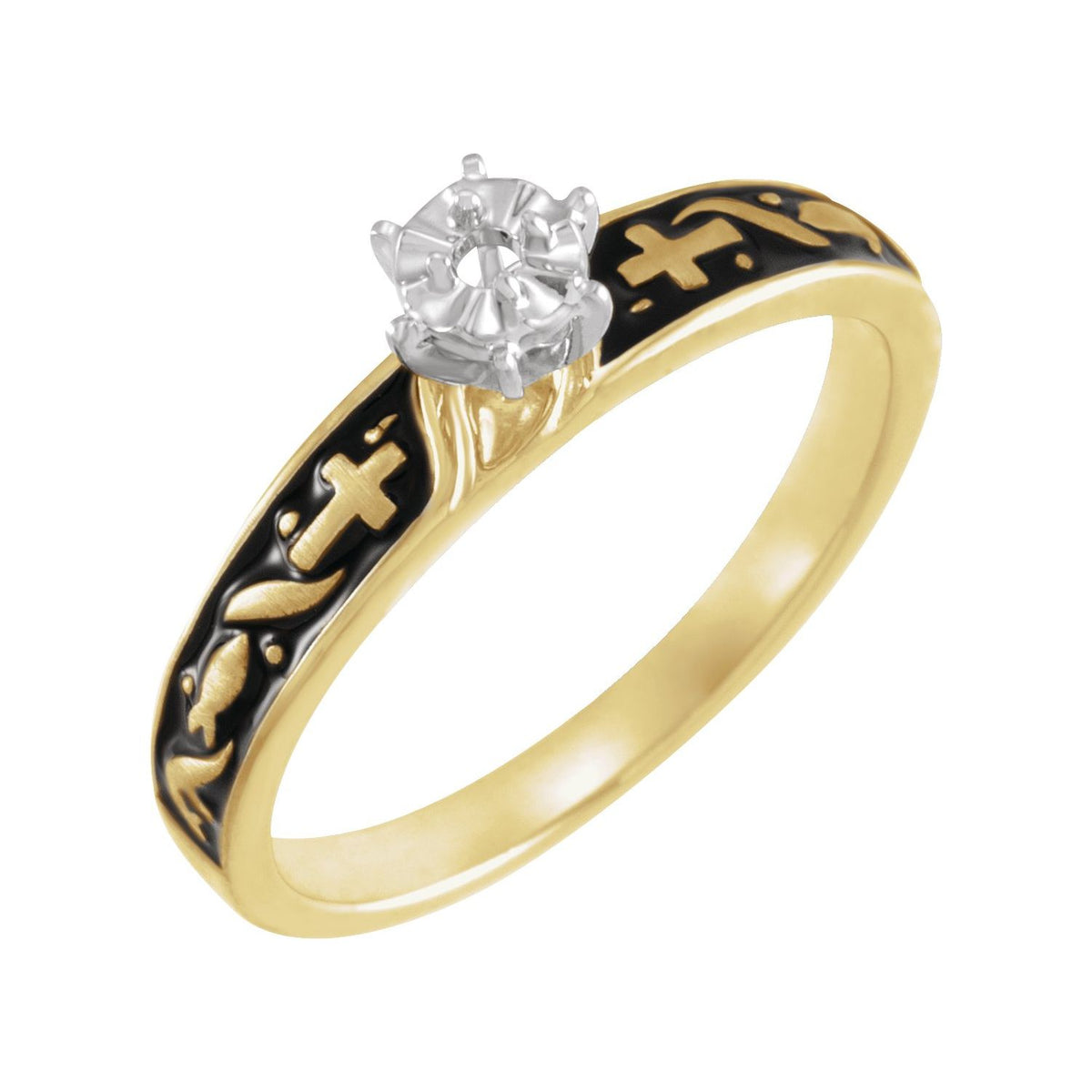 14K Yellow Gold .01 CTW Natural Diamond Ladies Cross Band