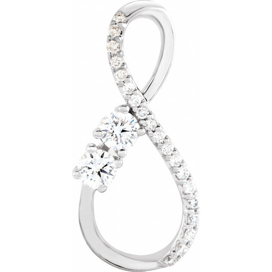14K White Gold 1/5 CTW Natural Diamond Infinity-Inspired Pendant