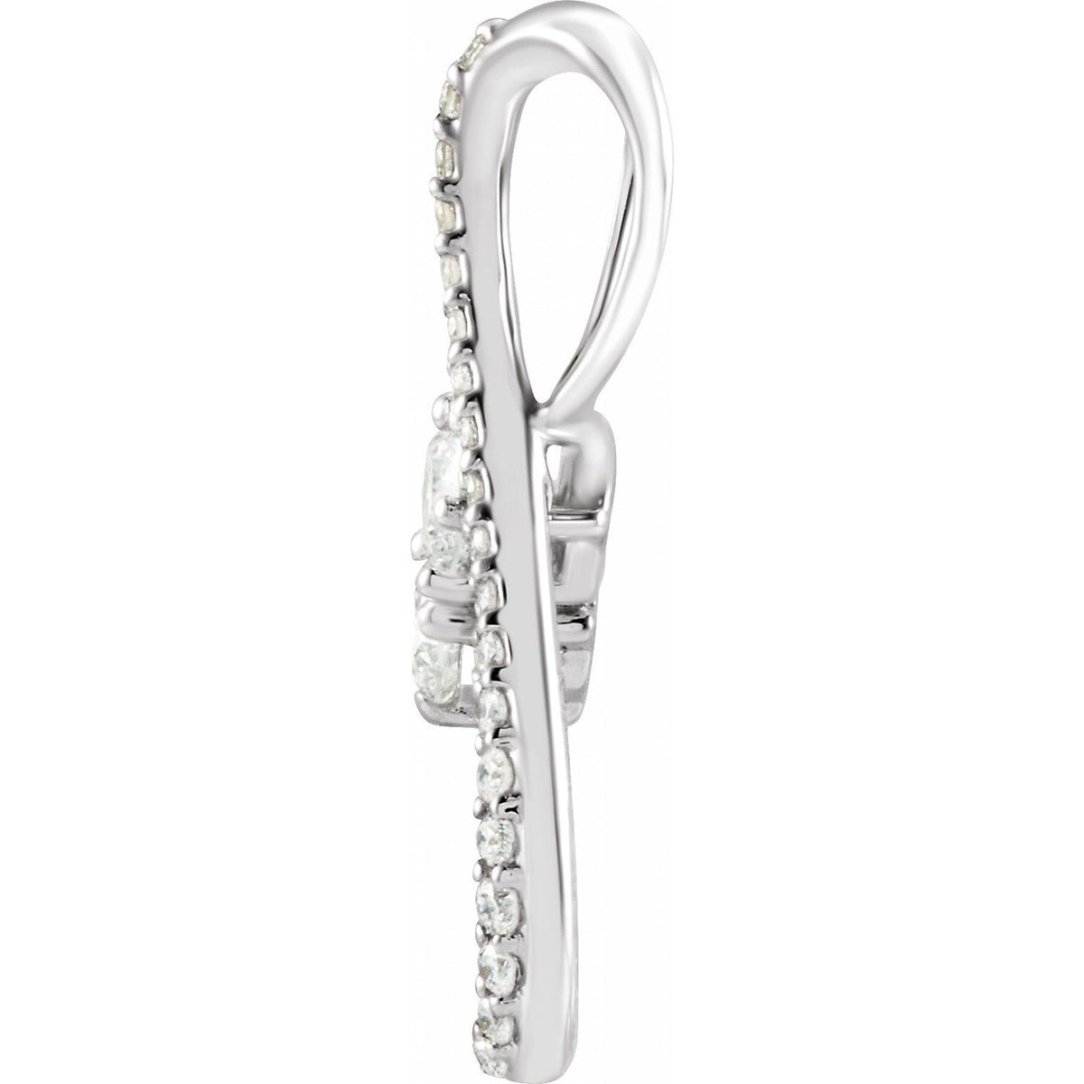 14K White Gold Natural Diamond Infinity-Inspired Pendant