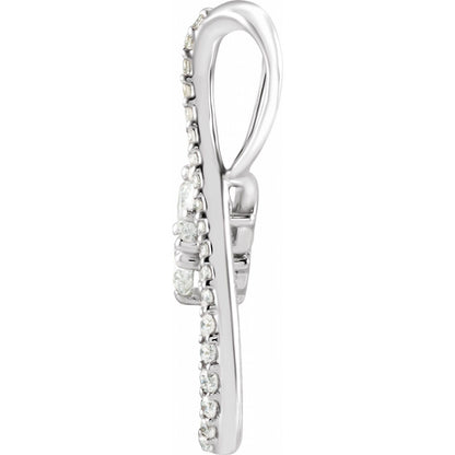 14K White Gold Natural Diamond Infinity-Inspired Pendant