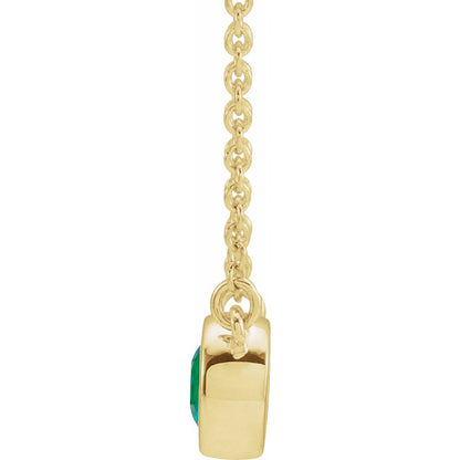 14K Yellow Gold Natural Emerald & .01 CT Natural Diamond 18" Necklace