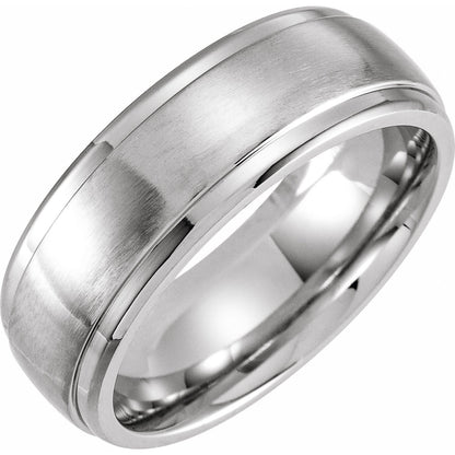 Cobalt Stepped-Edge Comfort-Fit Flat Band, 8 mm, Satin Finish