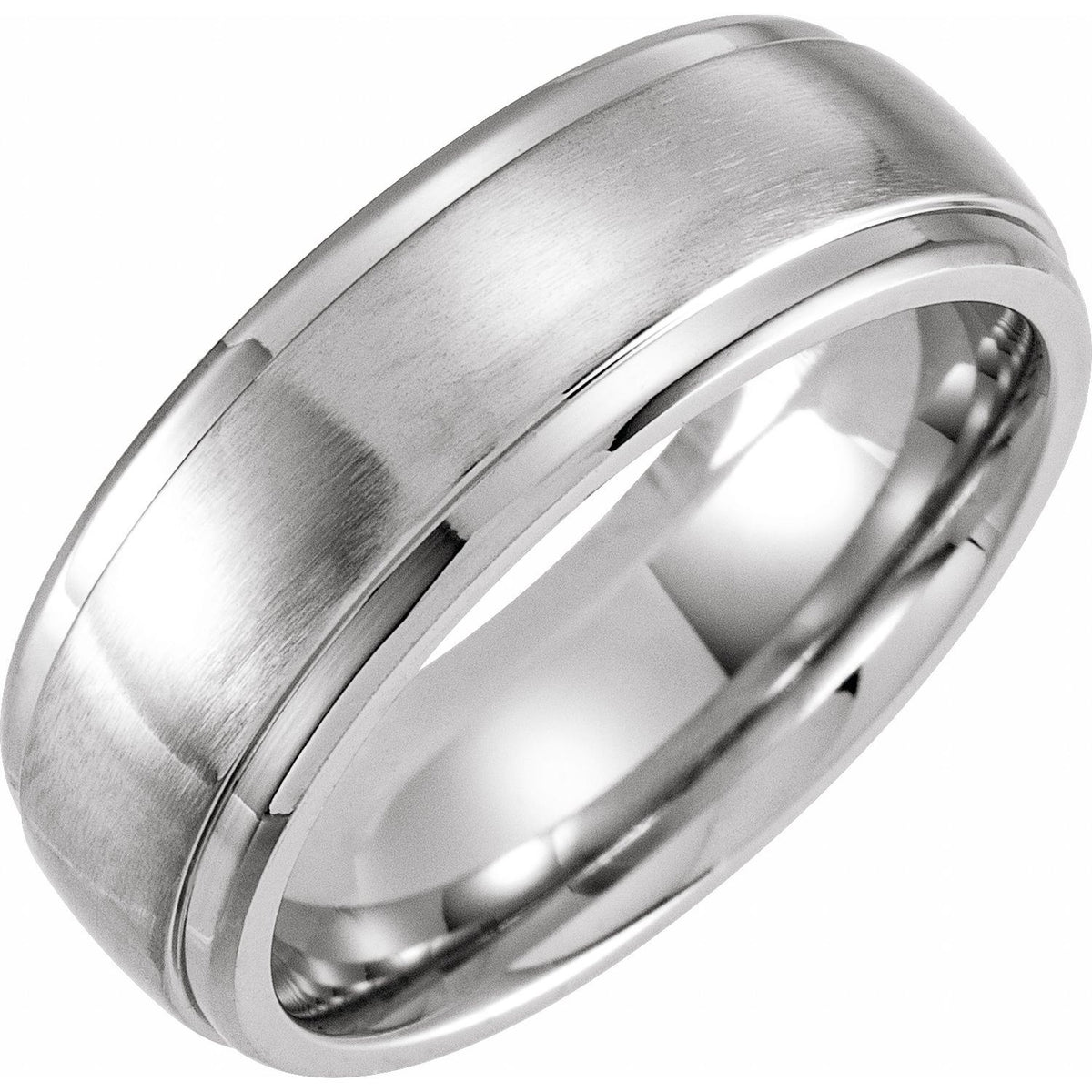 Cobalt Stepped-Edge Comfort-Fit Flat Band, 8 mm, Style 2