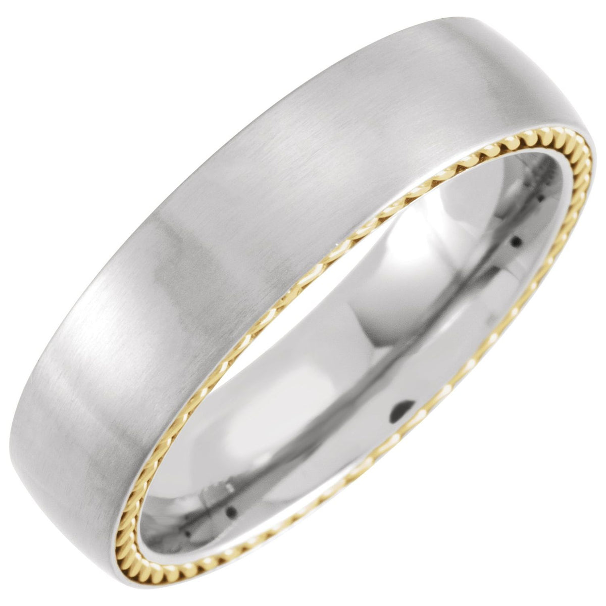 Titanium & 18K Yellow Gold PVD Rope Inlay Comfort-Fit Half Round Band