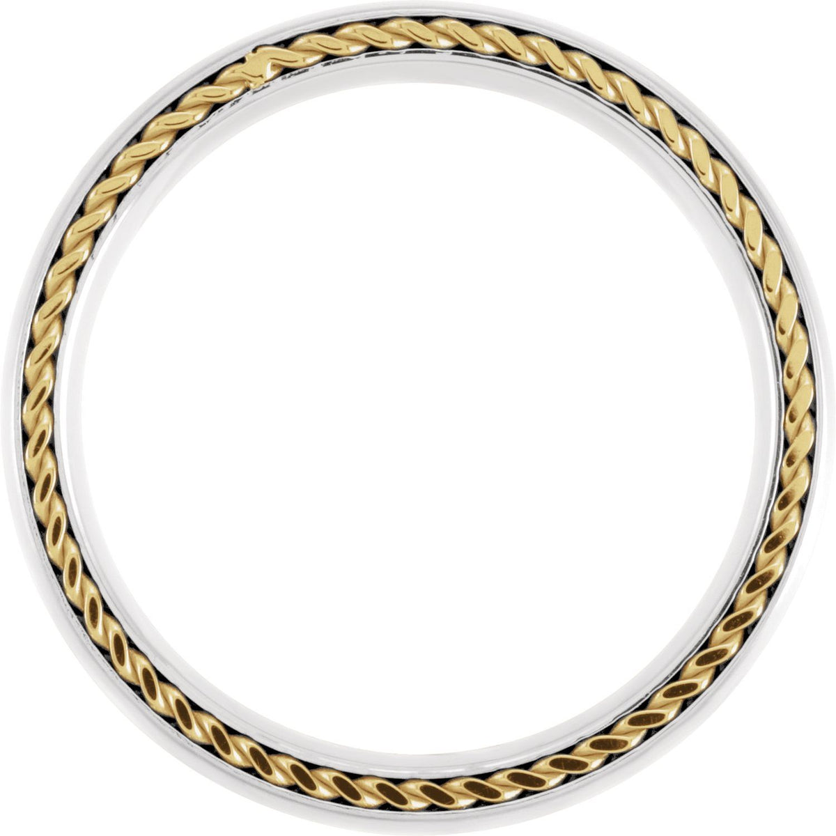 Titanium & 18K Yellow Gold PVD Rope Inlay Comfort-Fit Half Round Band