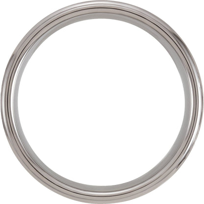 Tungsten Stepped-Edge Mother of Pearl Inlay Comfort-Fit Band, 8 mm