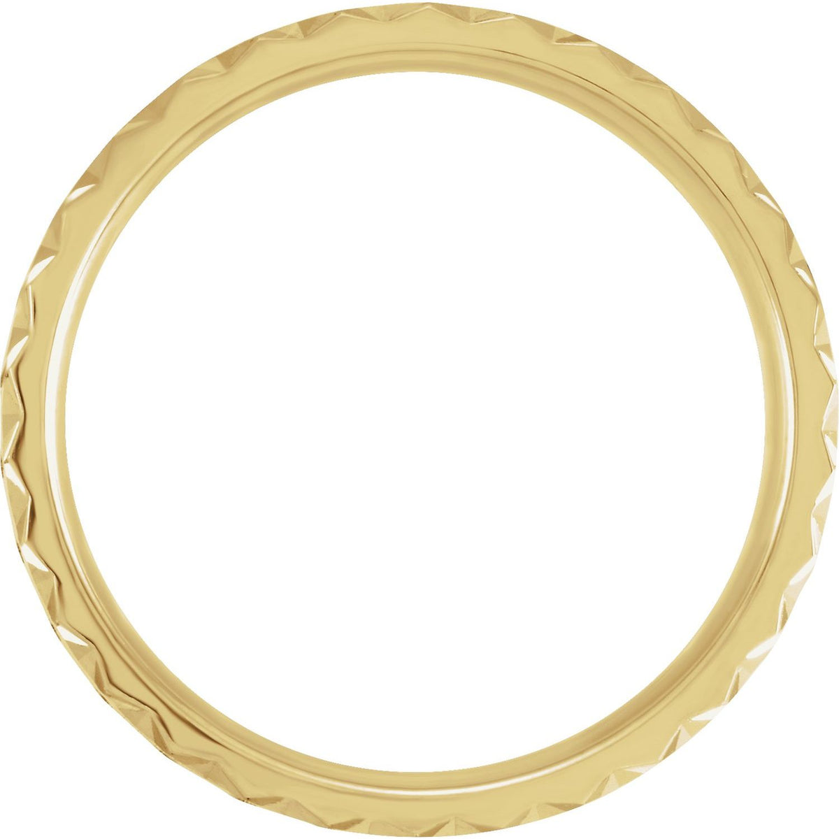 14K Yellow Gold Geometric Faceted Edge Comfort-Fit Half Round Band
