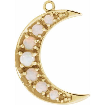 Natural White Opal Crescent Moon Dangle