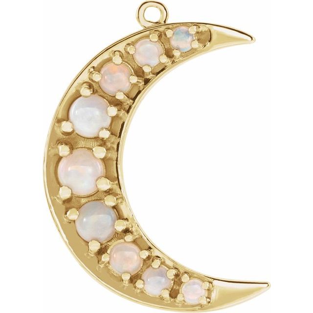 Natural White Opal Crescent Moon Dangle