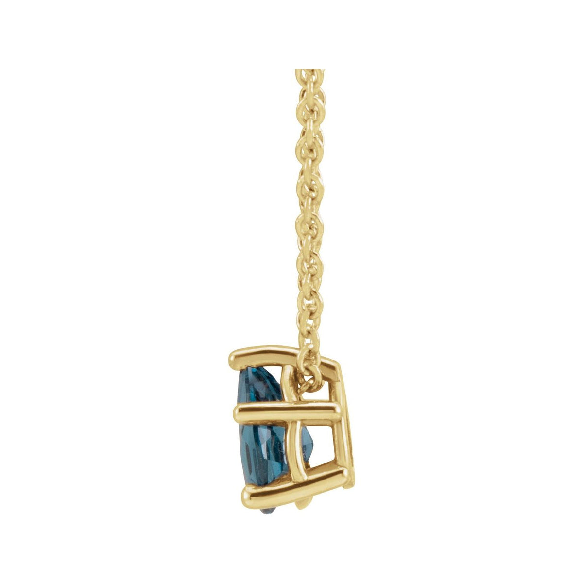 14K Yellow Gold 6x4 mm Pear London Blue Topaz 16-18" Necklace