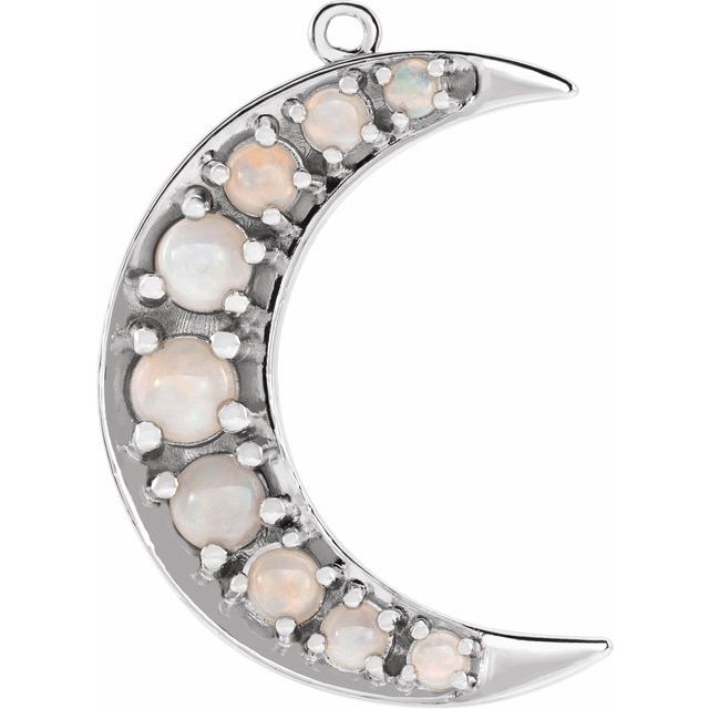 Natural White Opal Crescent Moon Dangle
