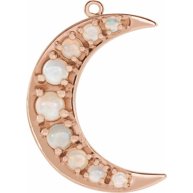 Natural White Opal Crescent Moon Dangle
