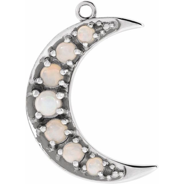 Natural White Opal Crescent Moon Dangle
