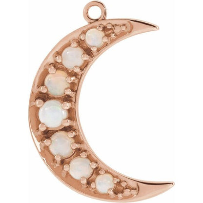 Natural White Opal Crescent Moon Dangle