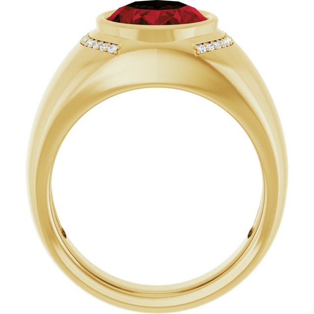 14K Yellow Gold Natural Mozambique Garnet & 1/8 CTW Natural Diamond Ring