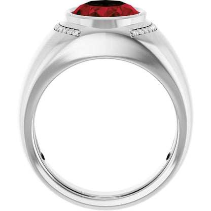 Natural Mozambique Garnet & 1/8 CTW Natural Diamond Ring