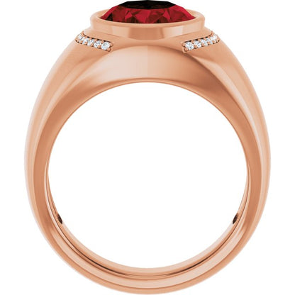 Natural Mozambique Garnet & 1/8 CTW Natural Diamond Ring