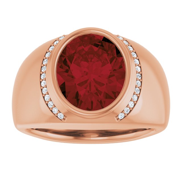 Natural Mozambique Garnet & 1/8 CTW Natural Diamond Ring