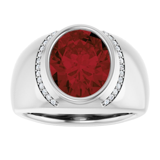 Natural Mozambique Garnet & 1/8 CTW Natural Diamond Ring