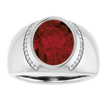Natural Mozambique Garnet & 1/8 CTW Natural Diamond Ring