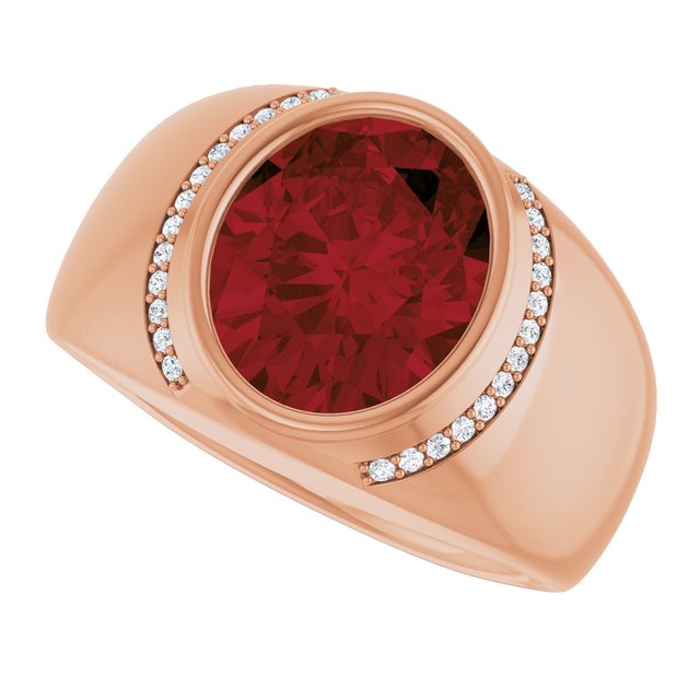 Natural Mozambique Garnet & 1/8 CTW Natural Diamond Ring