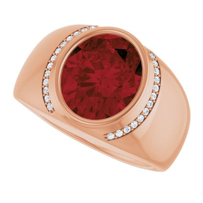 Natural Mozambique Garnet & 1/8 CTW Natural Diamond Ring