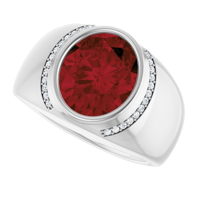 Natural Mozambique Garnet & 1/8 CTW Natural Diamond Ring