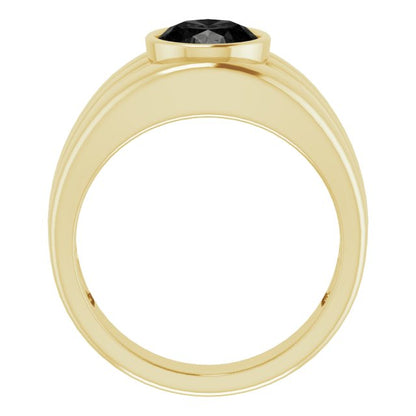 Natural Black Onyx Bezel Ring