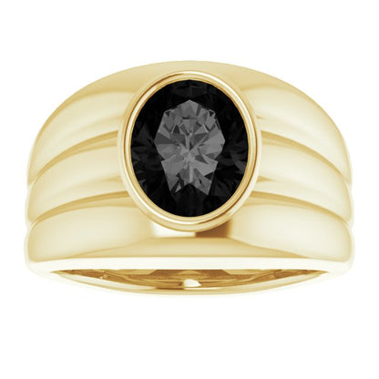 Natural Black Onyx Bezel Ring