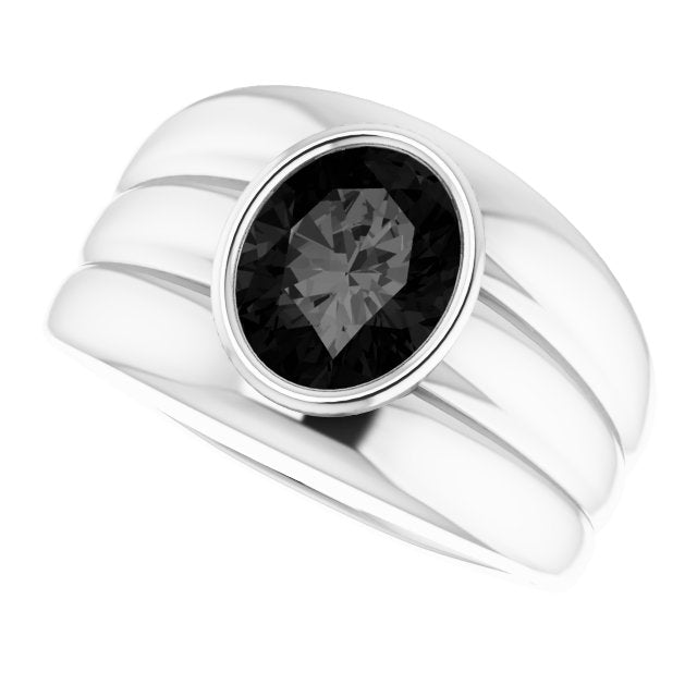 Natural Black Onyx Bezel Ring