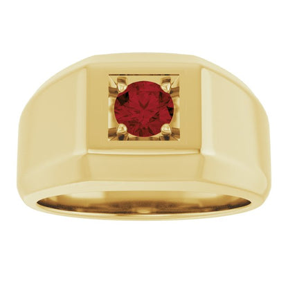 14K Yellow Gold Natural Mozambique Garnet Ring