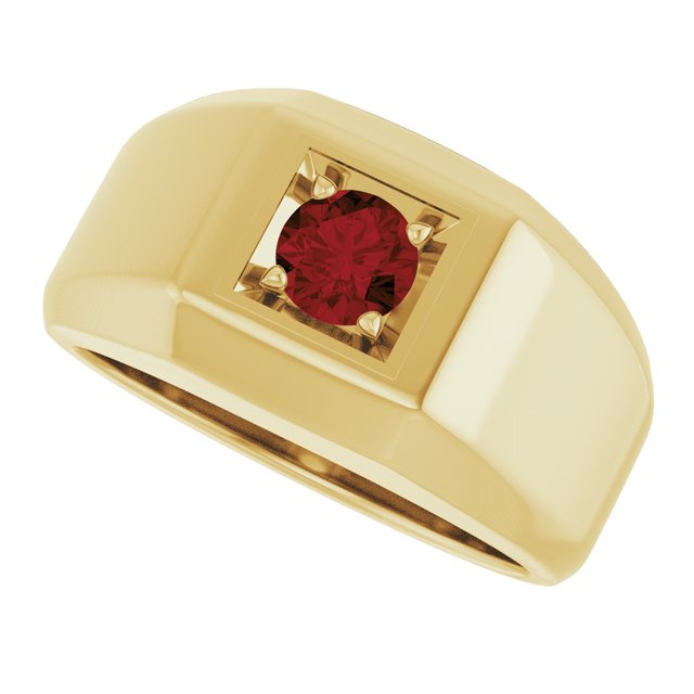14K Yellow Gold Natural Mozambique Garnet Ring