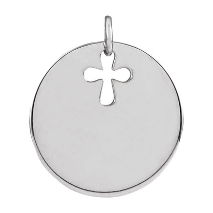 Sterling Silver Pierced Cross Disc Pendant