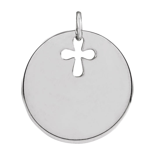 Sterling Silver Pierced Cross Disc Pendant