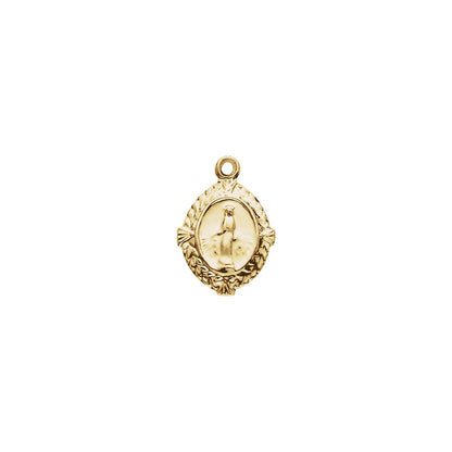 14K Yellow Gold 12x9 mm Oval Miraculous Medal Dangle