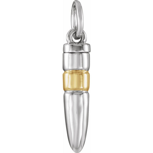 10K White/Yellow Gold 34.5x6. Bullet Ash Holder Pendant