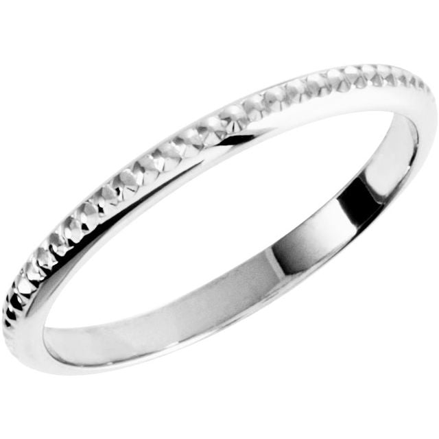 14K White Gold Milgrain Band