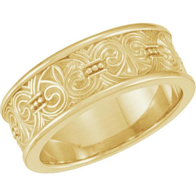 18K Yellow Gold Fleur-de-lis Band