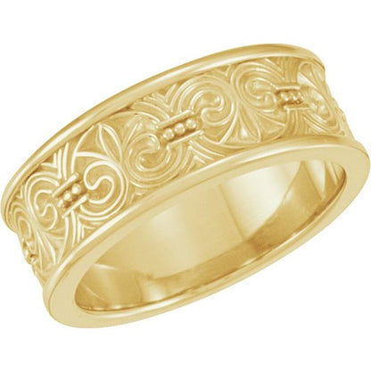 18K Yellow Gold Fleur-de-lis Band