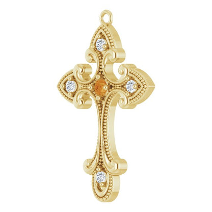 Natural Citrine & .06 CTW Natural Diamond Cross Dangle