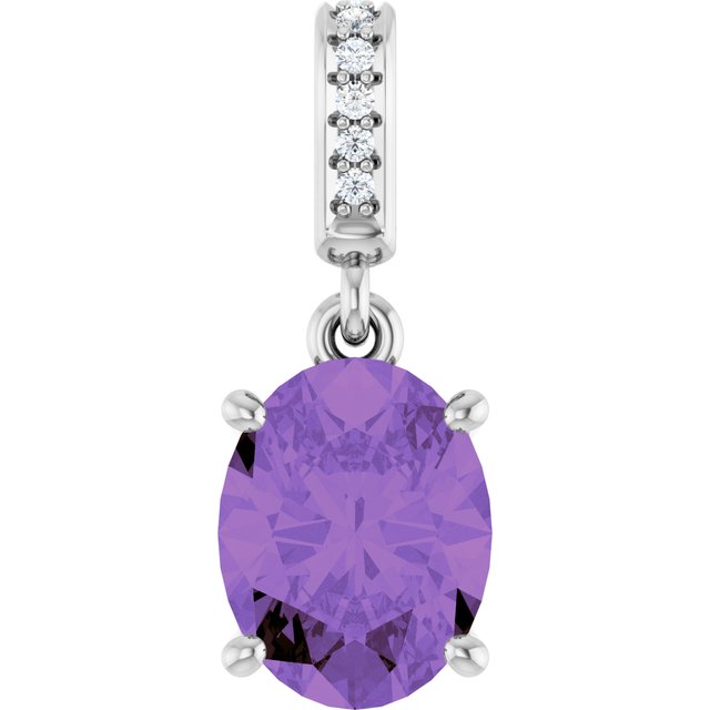 Natural Amethyst & .03 CTW Natural Diamond Charm/Pendant