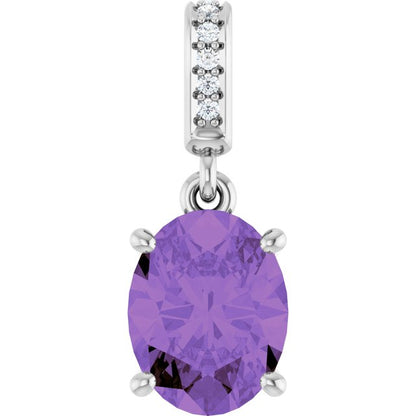 Natural Amethyst & .03 CTW Natural Diamond Charm/Pendant