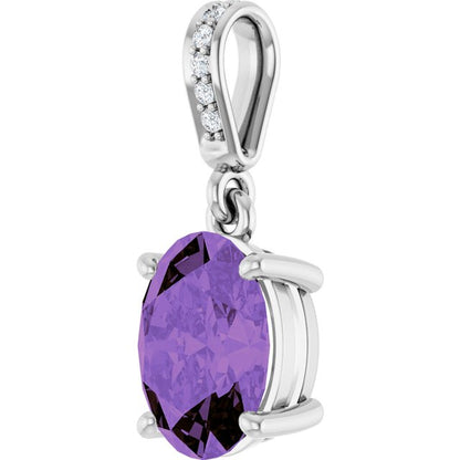 Natural Amethyst & .03 CTW Natural Diamond Charm/Pendant