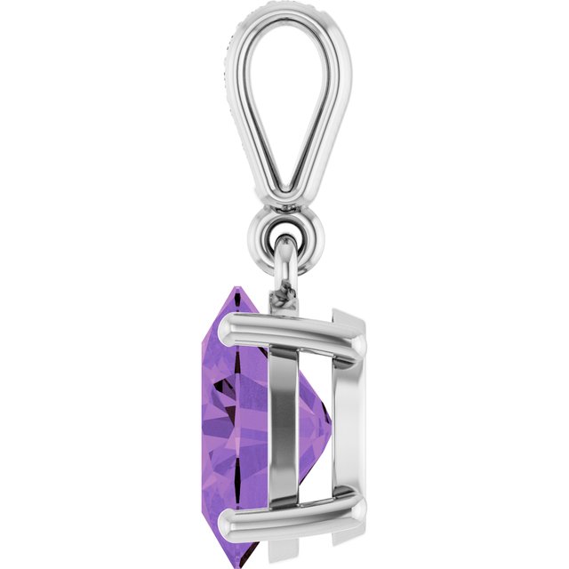Natural Amethyst & .03 CTW Natural Diamond Charm/Pendant