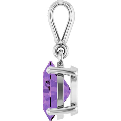 Natural Amethyst & .03 CTW Natural Diamond Charm/Pendant