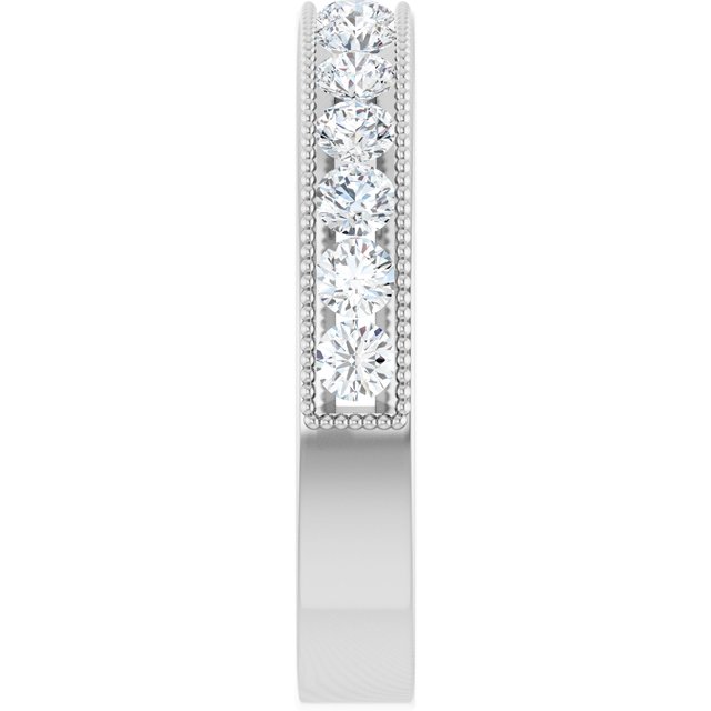 14K White Gold 7/8 CTW Natural Diamond Milgrain Anniversary Band