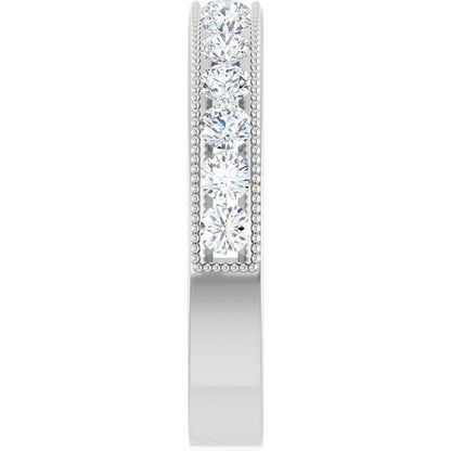 14K White Gold 7/8 CTW Natural Diamond Milgrain Anniversary Band