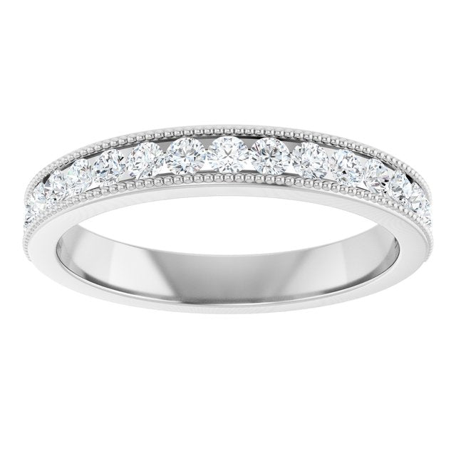 14K White Gold 1/3 CTW Natural Diamond Milgrain Anniversary Band