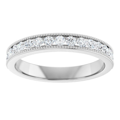 14K White Gold 1/3 CTW Natural Diamond Milgrain Anniversary Band